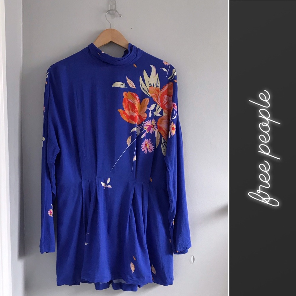 Free People Gema Floral Long Sleeve Mini Dress • M